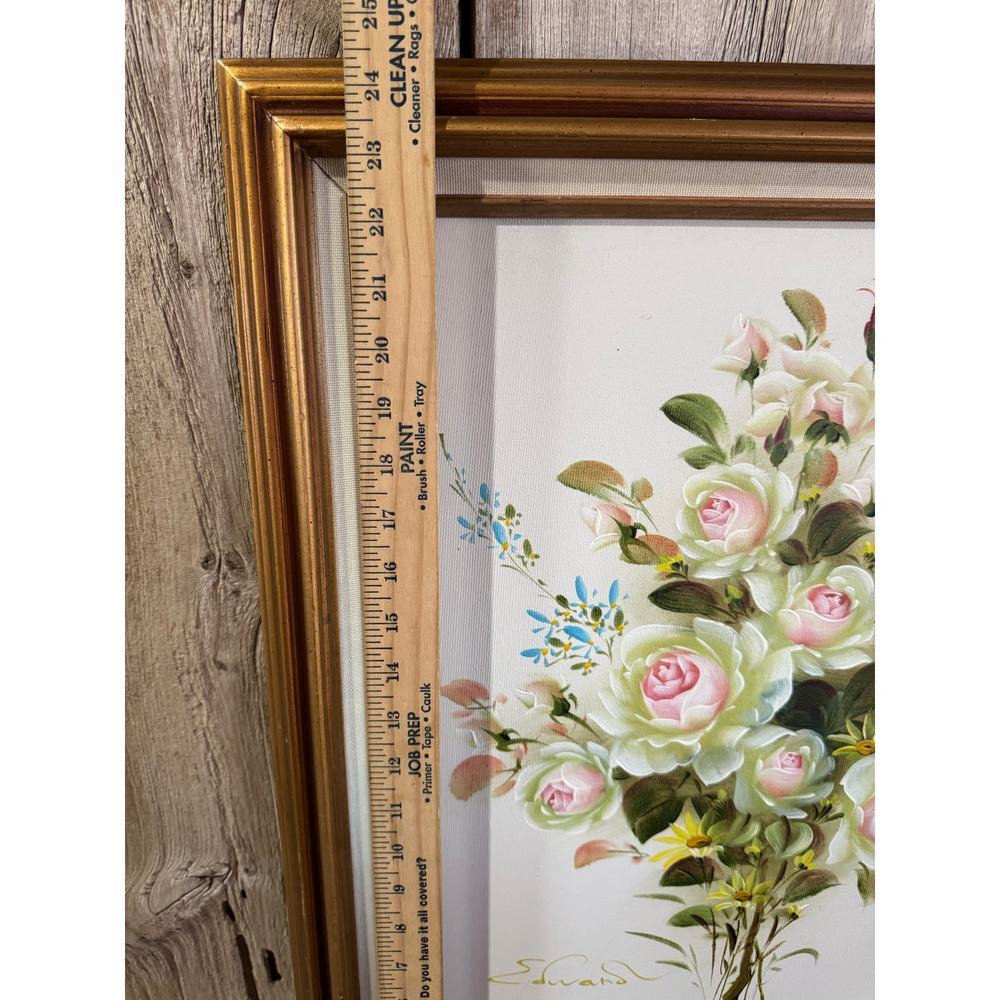 Edward 81093 Original Floral Oil Painting Professionally Stretched and Framed - Picture 4 of 8
